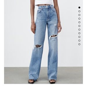 Zara RIPPED WIDE LEG JEANS US size 0
